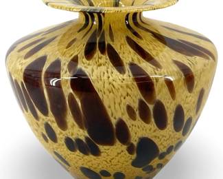 Hand Blown Murano Tortoise Shell Art Glass Vase