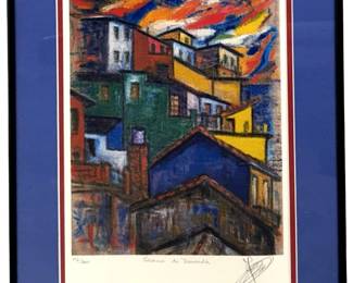 Signed Vibrant Abstract Cityscape Print