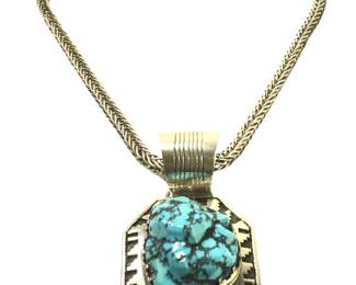 Huge Signed Randy Hoskie Sterling Silver Turquoise