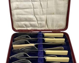Old Sheffield Bone/Steel Knives and Forks