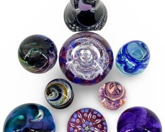 9pc Art Glass Paperweight Collection