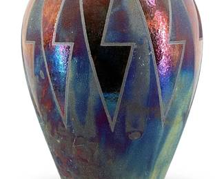 Signed R. Kevin Kelley Raku Pottery Vase
