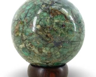 Polished Emerald Mineral Sphere on Stand