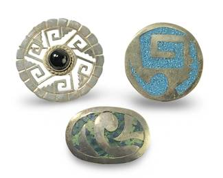 (3) Sterling Inlay Alpaca Mexico Pins/Pendant