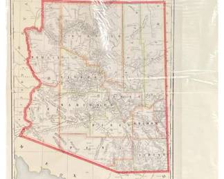 1911 George F. Cram Arizona Territory Antique Map