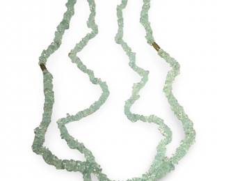 2 Astounding Aquamarine Chip Bead Necklaces