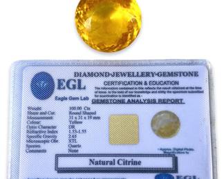 EGL Certified Natural Citrine Gemstone