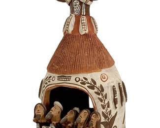 Peruvian Clay Pottery Nativity Scene