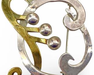 Abstract Mexican Sterling Brooch