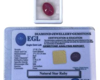 EGL 17.5ct Natural Oval Star Ruby Gem