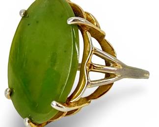 Sterling Banded Jade Inlaid Ring