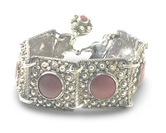Victorian Silver Filigree Ornate Hinge Bracelet
