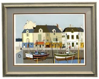 Signed Pierre Montell âCafe du Port" Serigraph