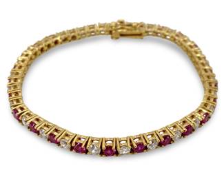 Sterling Silver LKK Ruby* and Crystal Bracelet