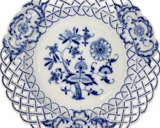 Old German Meissen Porcelain Blue and White Plate