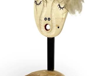 Inuit Small Carved Bone Mask on Stand
