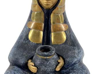 Ceramic & Brass Sitting Woman Sculpture