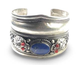 Incredible Thai Silver Blue Lapis Cuff Bracelet