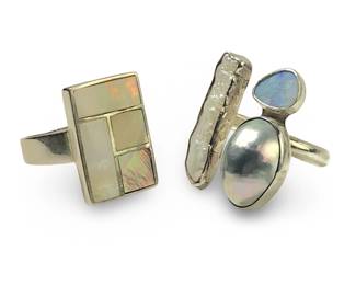 (2pc) Judi Yates Sterling Silver Abalone Rings