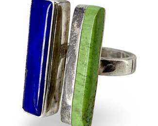 Sterling Silver Lapis & Gaspeite Ring