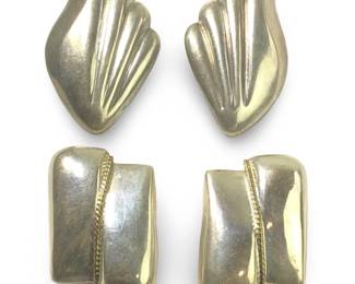 2 Pair Vintage Mexico Sterling Clip on Earrings