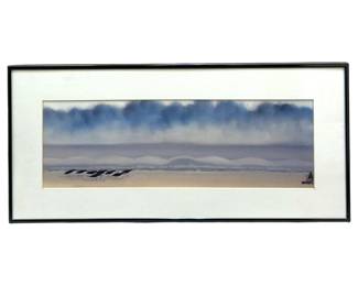 Signed Poon Tai To Watercolor Beach Landscape