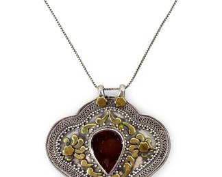 Sterling Silver Gem Inlaid Necklace