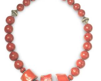 Massive Chunky Red Coral Statement Necklace