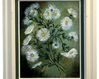 Signed M. Pangborn Floral Still Life Oil on Panel