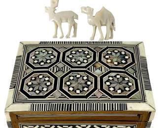 Mother of Pearl & Bone Mosaic Wooden Jewelry Box