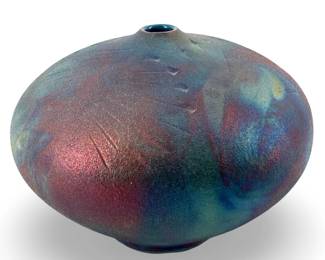 Signed Gress Neal Raku Earthenware Pottery Vase