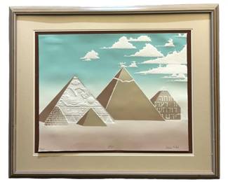 Signed Adrian Kirk âGiza" Embossing Lithograph
