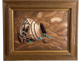 Roger & Marie Kull Mixed Media Turquoise Art