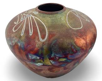 Signed The Melkonian Collection Raku Pottery Vase