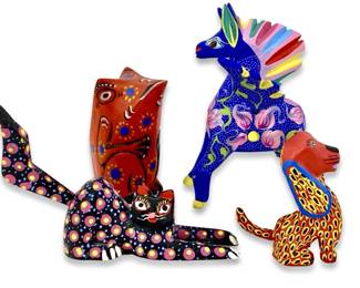 4pc Hand Painted Oaxacan Folk Art Animals