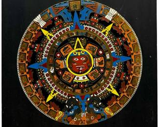 Mixed Media Aztec Sun Calendar Stone Replica