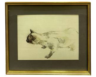Signed Craig Siamese Cat Gouache Painting