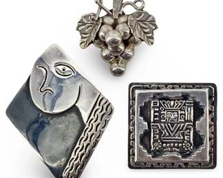 3pc Sterling Silver Pin Collection