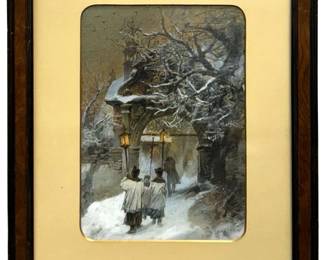 Signed Ernst Ferdinand Oehme Watercolor Painting