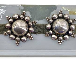 Pair of Tacoa Clip-On Mexico Silver Earrings