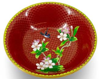 Chinese Rust Red Cloisonné Bowl
