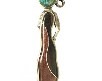 T.M. Taylor Sterling Turquoise Figural Brooch