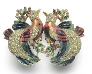 Coro Enamel Birds of Paradiseâs Duette Brooch