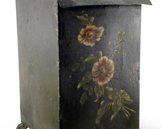 Antique Victorian Tin Tole Coal Hod Scuttle Box