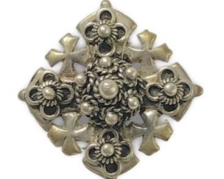 Antique Jerusalem Silver Cross Pin