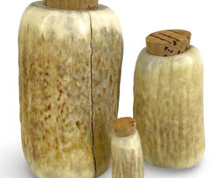 3pc Small Carved Horn Spice Containers