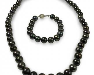 Marvelous Sterling Tahitian Black Pearl Necklace