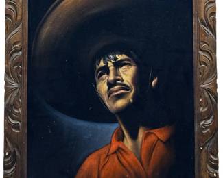 Signed Unique Oil Portrait on Velvety Canvas
