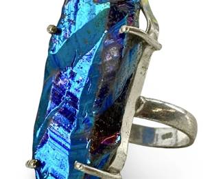 Sterling Silver Titanium Druzy Ring