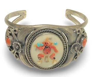 Native American Silver Mudhead Cuff Bracelet
